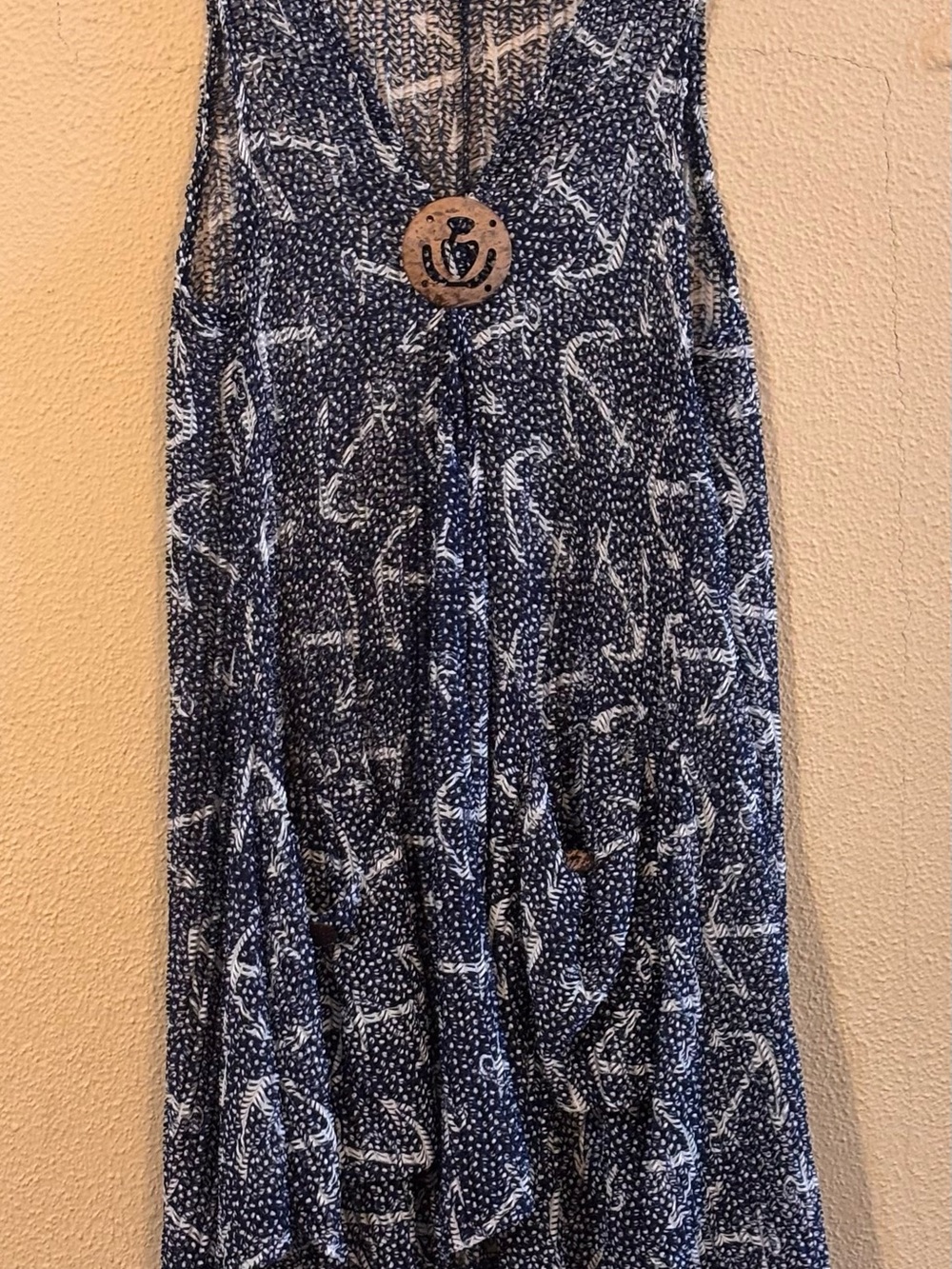 Paradise USA XS/S Navy Anchor Print Handkerchief Tunic Dress Pockets